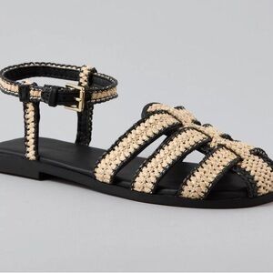 American Eagle Outfitters Beige and Black Woven Strappy Sandals